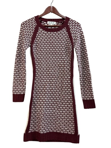 Rosa Rose Damen Burgunderrot & Creme Strick Pullover Kleid S - Bild 1 von 6