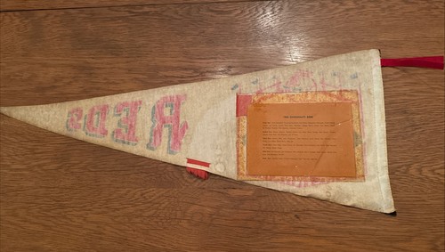 Pennant fotografico 30" Cincinnati Reds 1965 autentico vintage - Foto 8 di 8