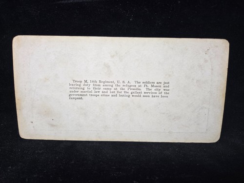 1906 Stereo View Card #312 Under Martial Law, Throop M. 14th Regiment USA - Imagen 2 de 2