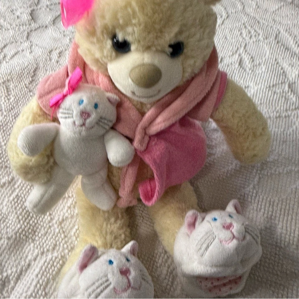 First & Main Plush Toy Recuperate Kate Teddy Bear with Robe & Slippers & Kitty - Image 2 of 4