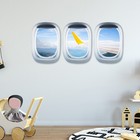  3 Sheets Airplane View Wall Decals Fake Window Sticker Landscape Window Wall