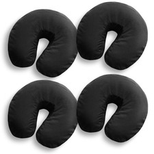 4 Pk Fitted Microfiber Face Cradle Head Rest Covers for Massage Table - Black