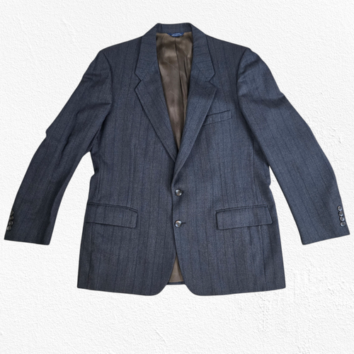 Vintage 80s Geoffrey Beene Gray Wool Pinstripe Suit USA Made Blazer Set Size 40R - Picture 3 of 12