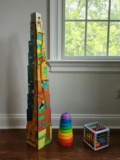 Lot of 3 Baby/Toddler Toys - Stacking Blocks + Cups + Shape Cage, Fisher Price