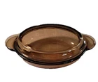Corning Vision V-14-B GRAB IT Amber Oval Casserole Dish, Pyrex Lid P-14-C VTG