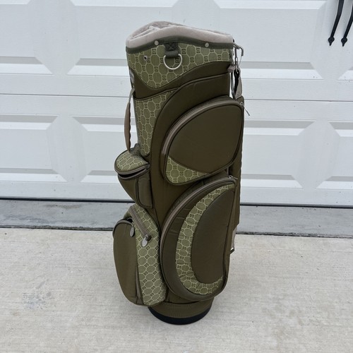 Burton Golfbag Cartbag Green Print Stitching Trim 14 Way Divide