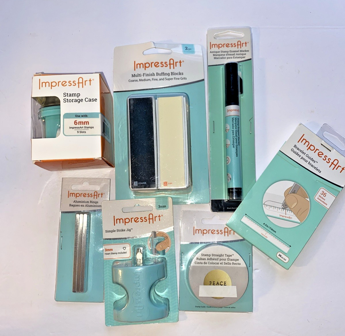 ImpressArt Metal Stamping Lot Marker Guides Storage Case Tape Buffing Blocks Jig