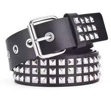 Punk Rock Black Studded Belt | Silver Pyramid Rivets Y2K Goth Emo Grunge