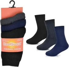 Heatguard Men's Thermal Socks 7-11 3 Pair Pack Blue Navy Grey Work Socks
