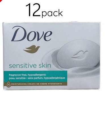Dove Sensitive Skin Beauty Bar Soap 3.75 oz Each Fragrance Free New 12 bars