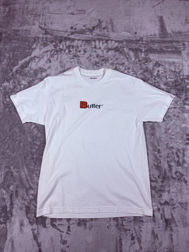 Pre-Owned Butter Goods Men Large White Logo Graphic Tee Streetwear Skateboarding
