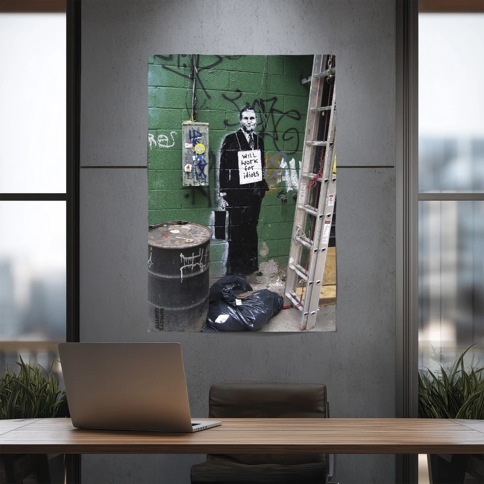 Banksy's Graffiti Work for Idiots 24x36" (Vertical) Art Print | Limited Edition - Image 2 of 4
