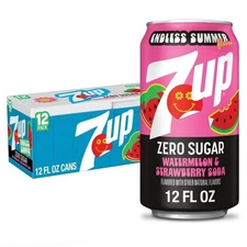 7up Watermelon Strawberry Soda, 12 Fl Oz Cans