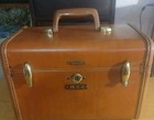Vintage Samsonite Leather Luggage Train Case Railroad Bag Brown No Key — photo 1