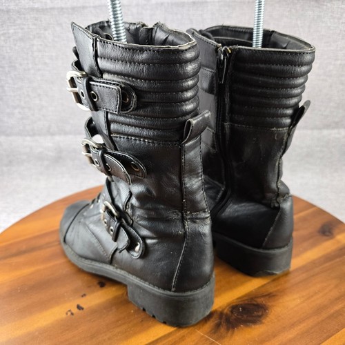 Stivali da combattimento neri con fibbia donna 8,5 stringati moto metà polpaccio - Foto 12 di 15