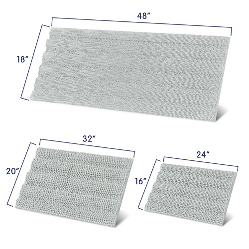 Subrtex Luxury Chenille Striped Bath Mat Non-slip Plush Rug - Foto 13 di 84