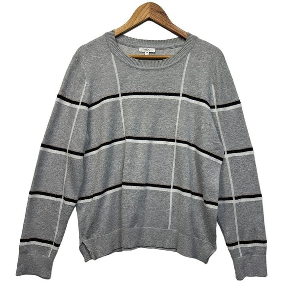 Khoko Smart Plus Size 18 Jumper Grey Black Striped Knit Long Sleeve Sweater