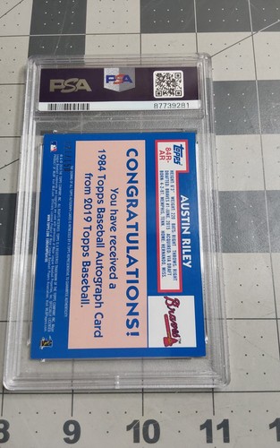 2019 Topps Update Baseball #84RAR Austin Riley 1984 Auto 150th Anniversary PSA 9 - Bild 2 von 2