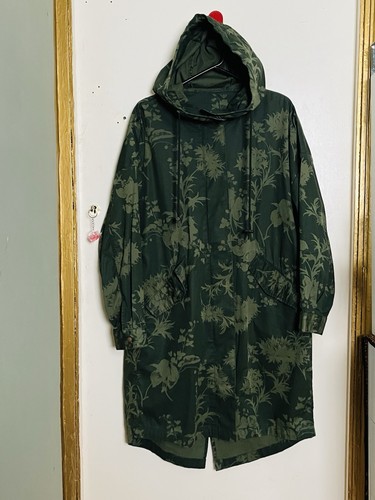 Green Floral Print Hooded Raincoat