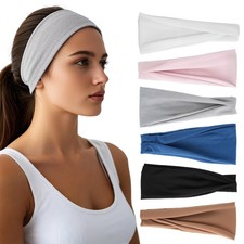 Hsem For - 6 Pack Wide Elastic Hair Sweatbands Hair Sports Thin Head