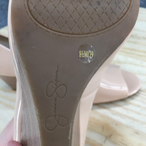 Jessica Simpson Heels Womens 8.5 Pump Tan Slip On Peep Toe Casual Comfort Wedge - Picture 19 of 21