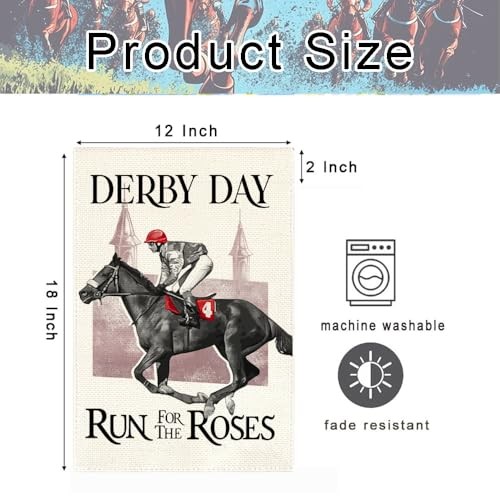 Kentucky Derby Decorations Garden Flag 12x18 Inch Double Sided Outside Party - Picture 7 of 7