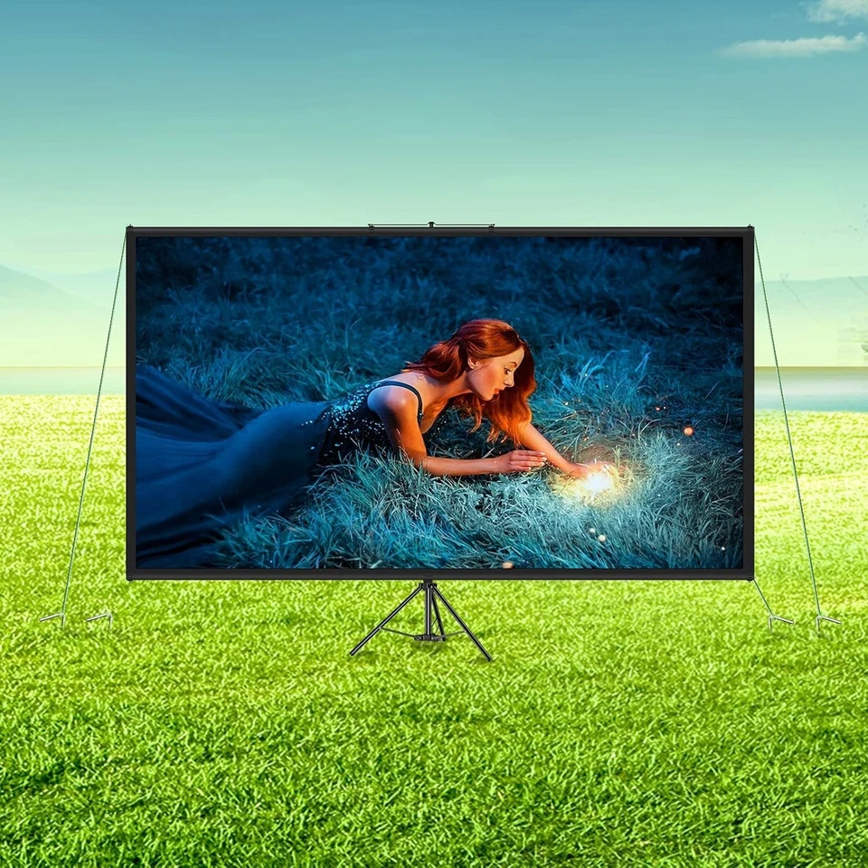 Projektionswand 80 Zoll Beamer Leinwand Stativ 4K HD Heimkino Büro - Bild 3 von 4
