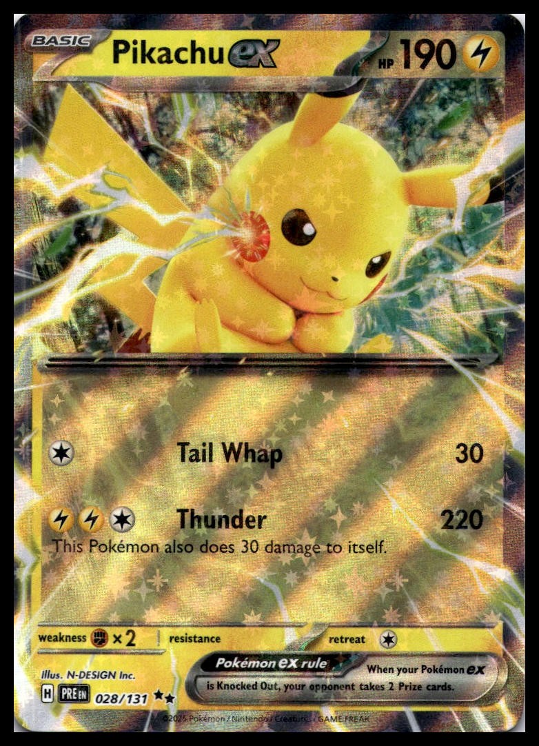 Pikachu ex 028/131 SV: Prismatic Evolutions Holo Pokemon Card NM