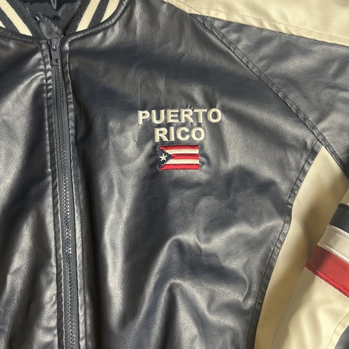 🇵🇷Puerto Rican faux leather varsity/bomber jacket with a flag patch. Sz-XL - Picture 8 of 9
