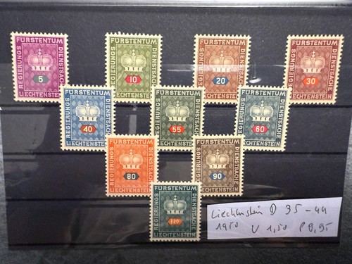 Liechtenstein Dienstmarken Mi.-Nr. 35-44 Jahr 1950, postfrisch