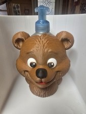 Plastic Bear Cartoon Animal Theme Collectible Brown Bear Head Soap Dispenser.