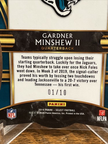 2019 Gardner Minshew No. 178 Die Cut Bronze Prizm #01/10 Rookie RC Select - Picture 3 of 3