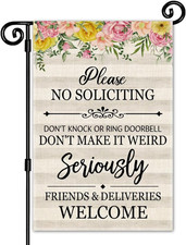 Please No Soliciting Rustic Garden Flag, Double Sided Yard Outdoor Office Farmho