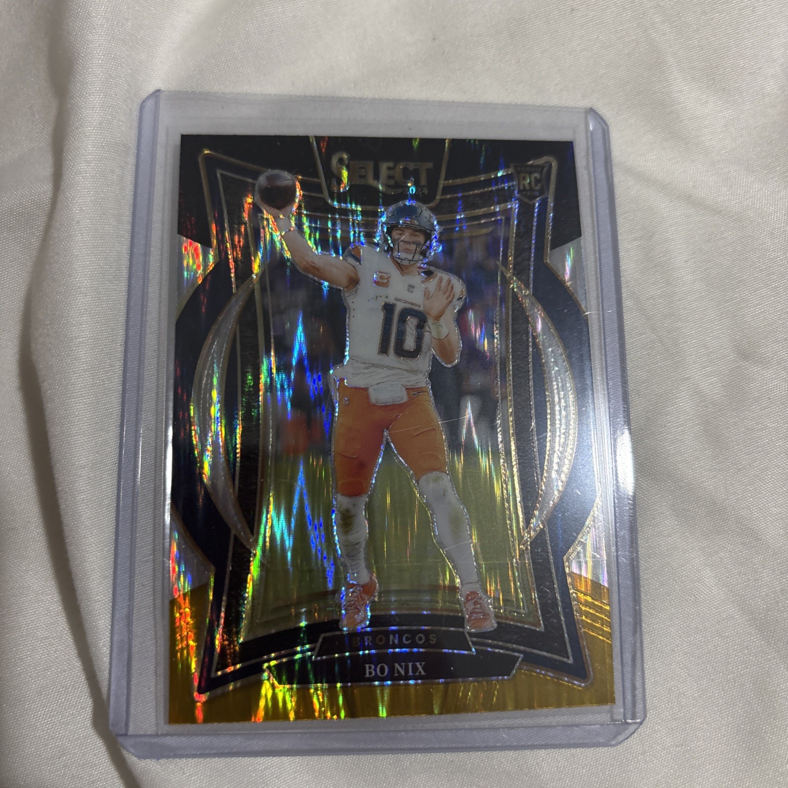2024 Panini Select - Concourse Bo Nix #30 Black & Gold Shock Prizm (RC)