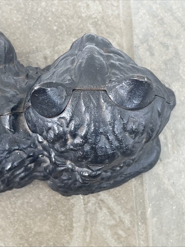 Vintage Mid Century Lounging Black Cat Doorstop Hubley Style Heavy Cast Iron - Picture 16 of 21
