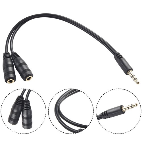 3.5mm Male To 2 Female Audio Stereo Spliter Earphone Extension Cable Adapter20cm - Picture 1 of 12