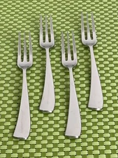 Studio William LARCH SATIN Stainless 4 Dinner Forks Curved Satin Flatware 8 1/4"