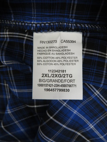 NWT Wrangler Western Pearl Snap Shirt Short Sleeve Blue Plaid Men’s Size 2XL XXL - Picture 4 of 10