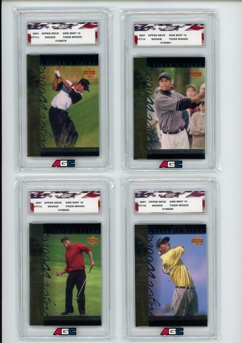 2001 Upper Deck Golf Tiger Woods Rookie Tiger Tales AGC 10 Gem Mint Complete Set - Picture 7 of 16