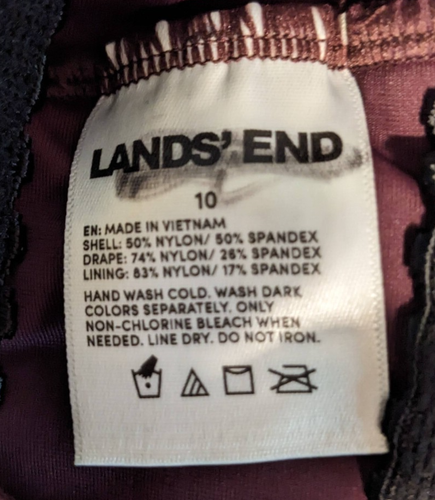 NWOT Lands' End Size 10 Women's wrap Shirred Tankini Top Dark Wine flattering - Picture 3 of 3