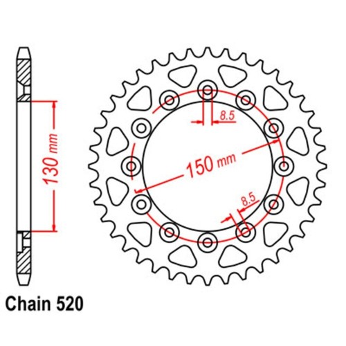 SuperSprox EK Chain Sprocket Kit for Yamaha YZ450F 2007-2010 13T/49T 520 HD Gold - Picture 3 of 4