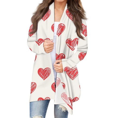 Women's Fashion Casual Printed Medium Length Cardigan Jacket Coat - Picture 13 of 36