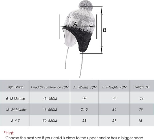 Toddler Kids Infant Winter Hat Boys Girls Ear flap Knit Warm Cap Fleece Beanie - Picture 120 of 154
