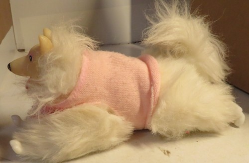 Vintage Mattel Barbie Doll Snowball Her Pet Dog White Faux Fur 1990 w/Sweater - Picture 11 of 18