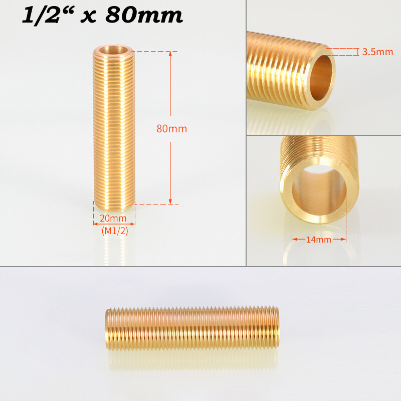 1/2“ Brass Allthread Hollow Threaded Tube Lamp Socket Rod Length 30mm to 120mm