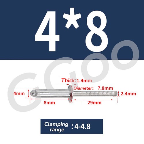 Pop Rivets 2.4mm 3.2mm 4mm 5mm 6.4mm A2 Stainless Steel Domd Head Blind Rivets - Picture 22 of 44