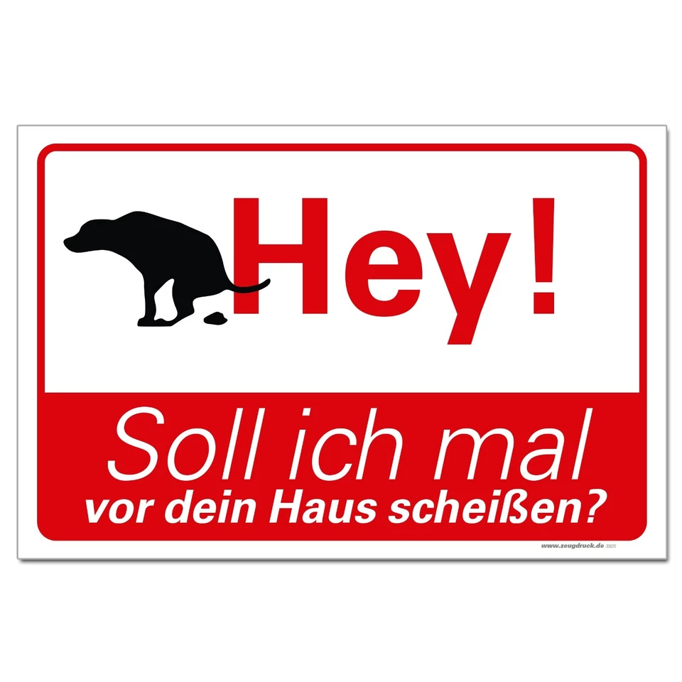 MARKENLOS Hey Hier ist kein Hundeklo Schild 30x20cm