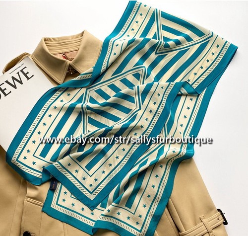 100% Pure Mulberry Silk Crepe Shawl Maze Print Neckerchief Oblong Collar Scarf - Picture 36 of 63