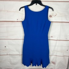 J Crew Dress  Womens 0 Blue Flounce Scallop Hem Sleeveless Round Neck Stretch