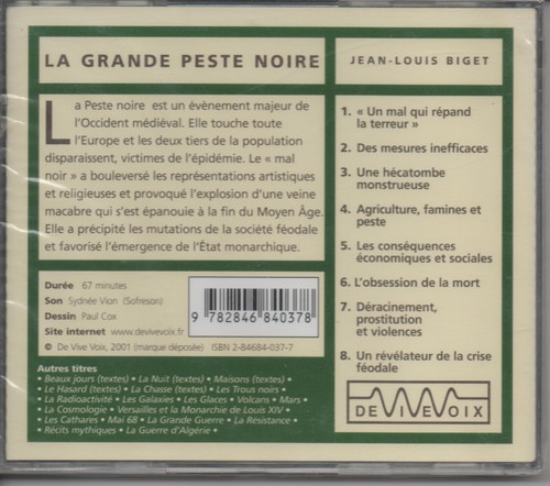 Jean-Louis BIGET - La Grande Peste Noire - CD De Vive Voix 2001 - NEW! - Picture 2 of 2